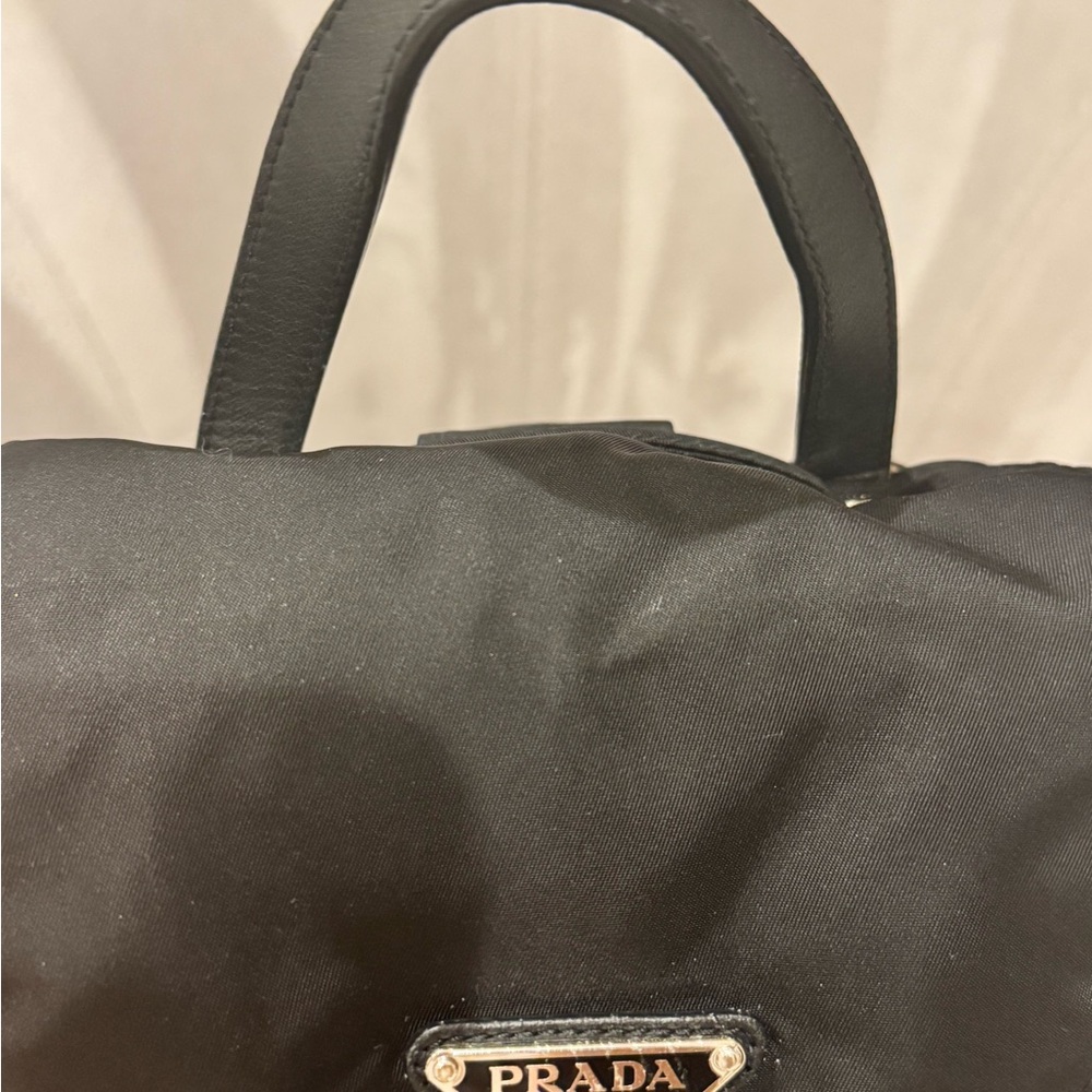 Prada Black Nylon Logo Drawstring Backpack authen… - image 3